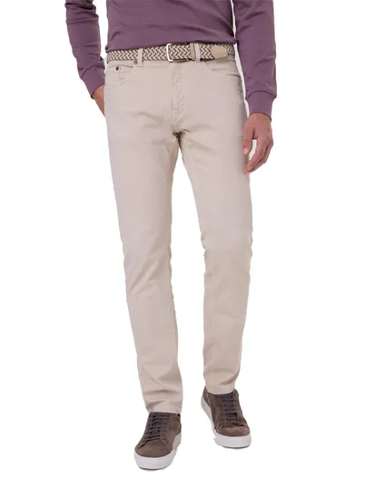 Pierre Cardin Pierre Cardin Pantalon 5-p Lyon Tapered Fit beige effen