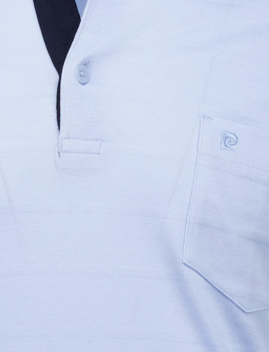 Pierre Cardin poloshirt korte mouw lichtblauw gestreept katoen
