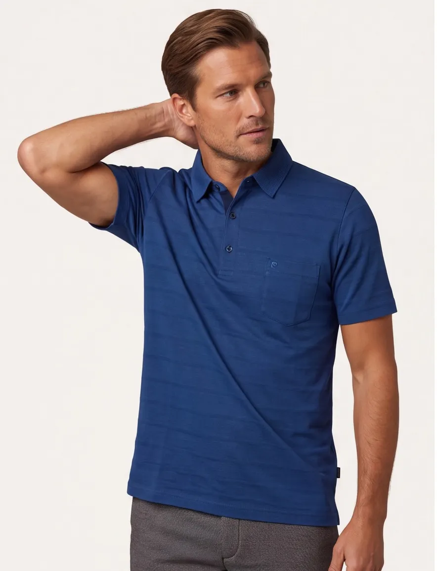 Pierre Cardin polo korte mouw kobalt gestreept