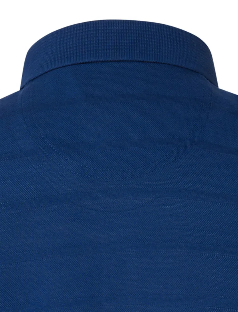 Pierre Cardin polo korte mouw kobalt gestreept 3-knoops