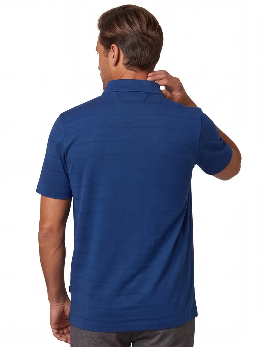 Pierre Cardin polo korte mouw kobalt gestreept katoen