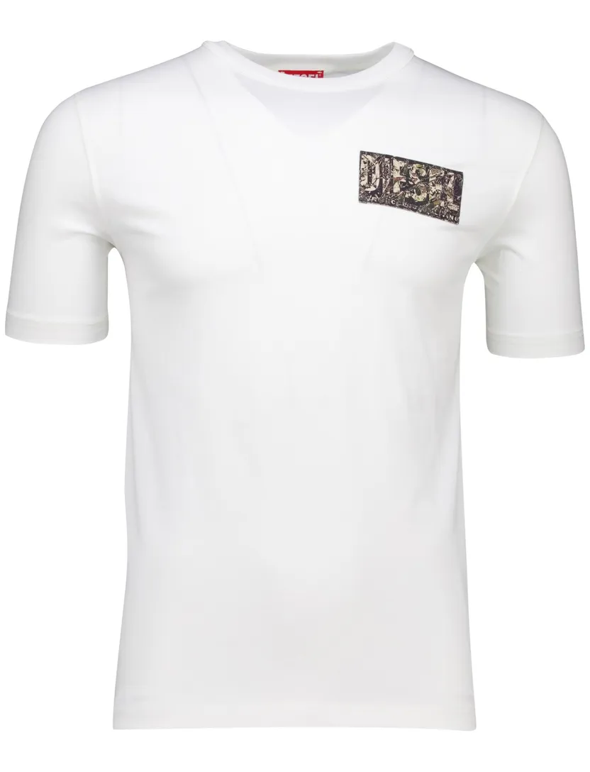 Diesel t-shirt wit katoen met logo korte mouw