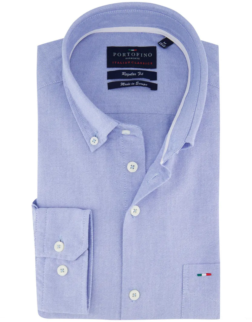 Portofino overhemd lichtblauw button-down katoen
