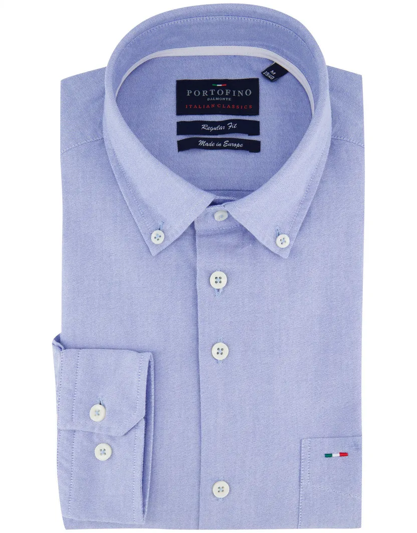 Portofino overhemd lichtblauw button-down katoen