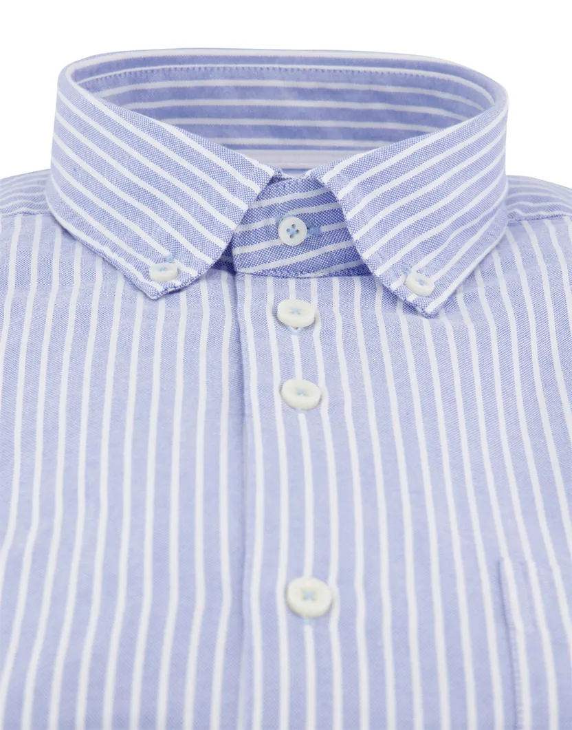 Portofino overhemd lichtblauw gestreept borstzak button-down