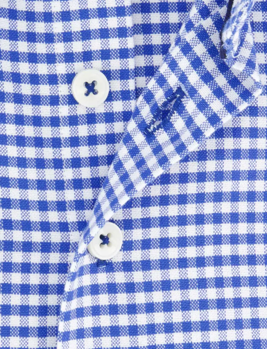 Portofino overhemd kobalt geruit button-down