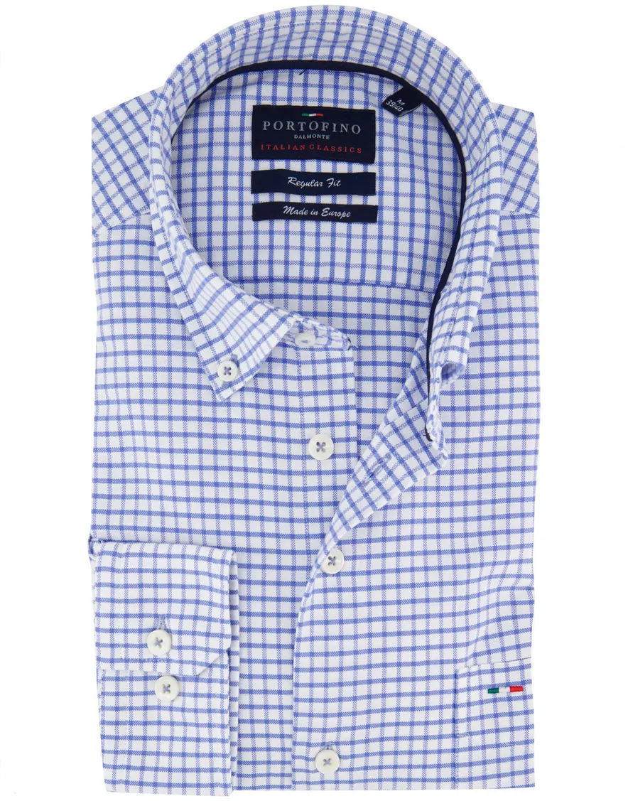 Portofino overhemd wit blauw geruit