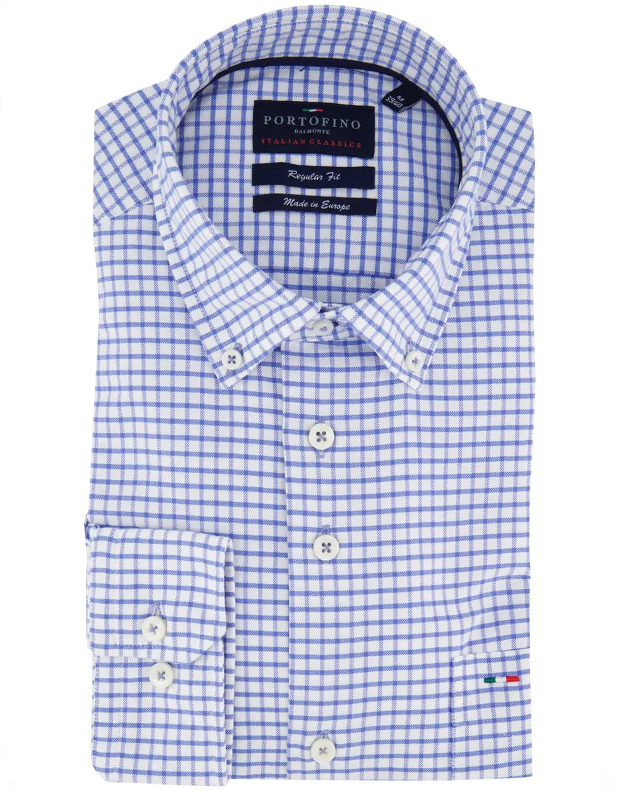Portofino overhemd wit blauw geruit