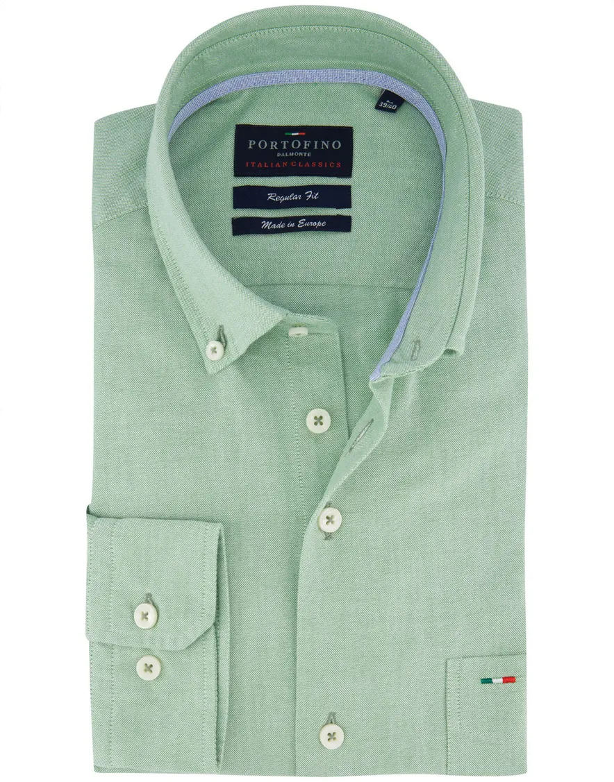 Portofino overhemd groen button-down gemêleerd