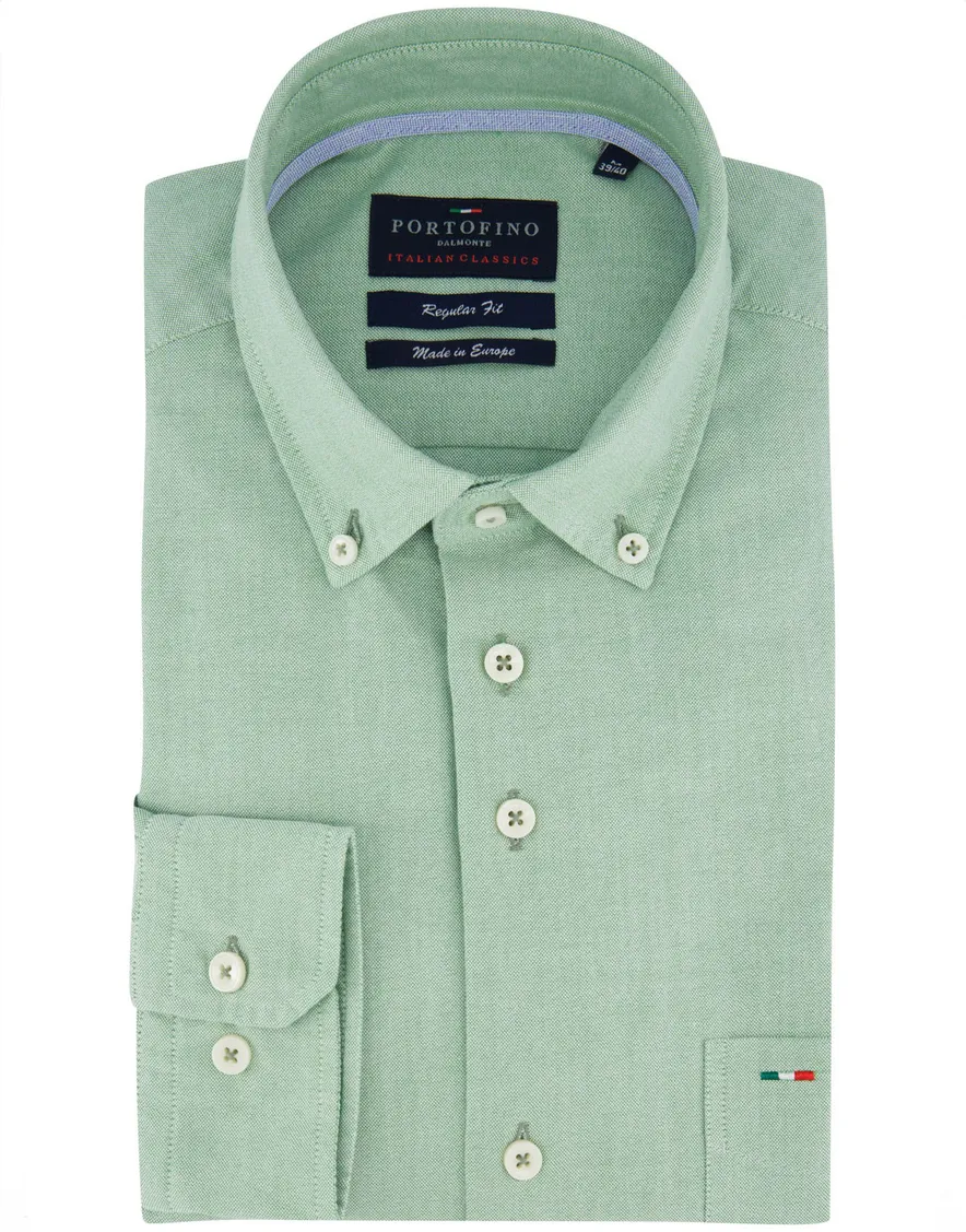Portofino overhemd groen button-down gemêleerd