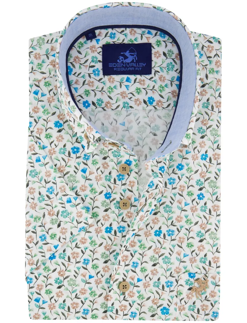 casual overhemd korte mouw bloemenprint Eden Valley