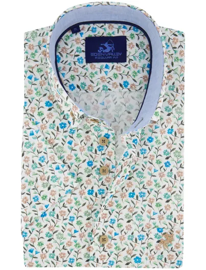Eden Valley Eden Valley Regular Fit overhemd korte mouw bloemenprint