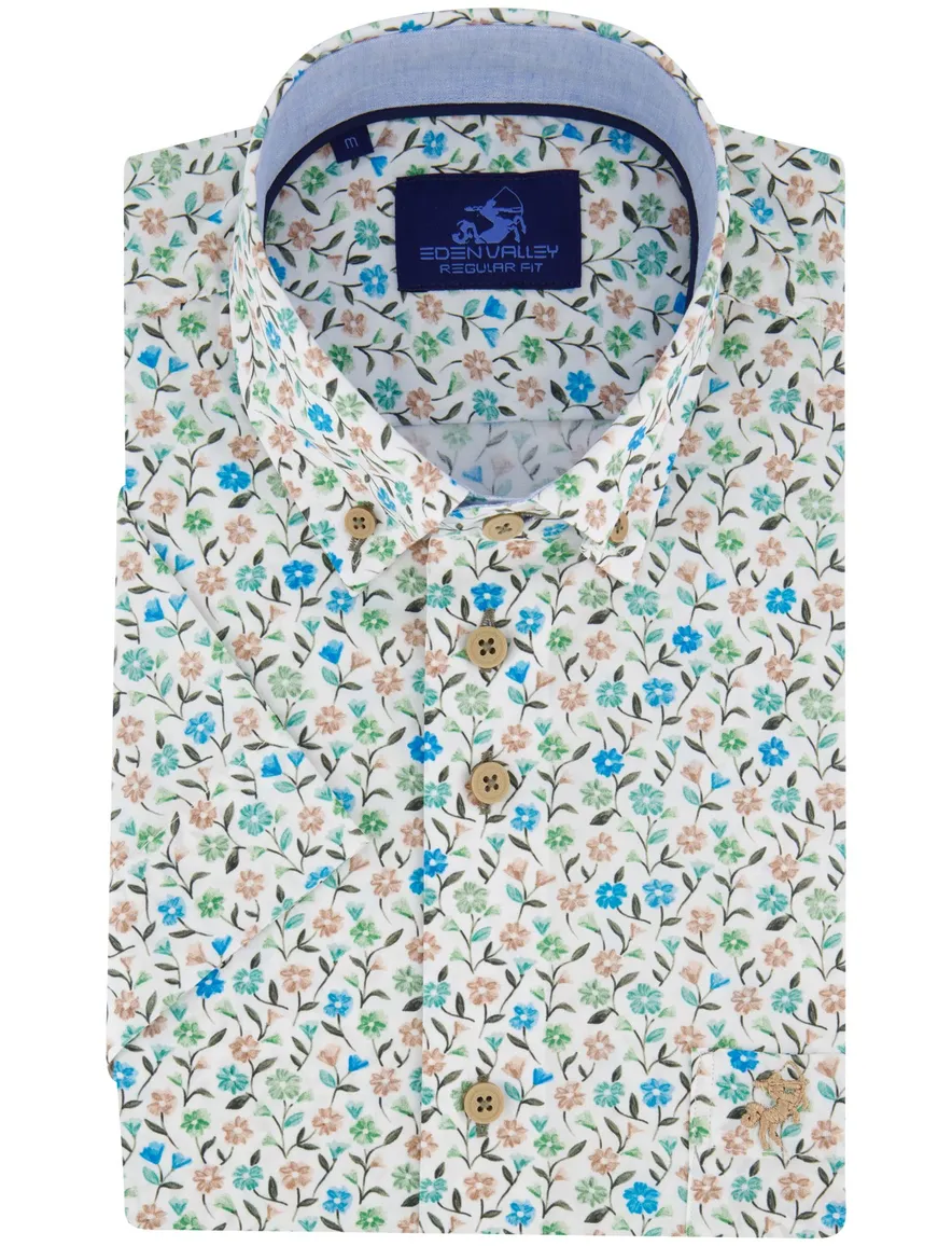 Eden Valley Regular Fit overhemd korte mouw bloemenprint