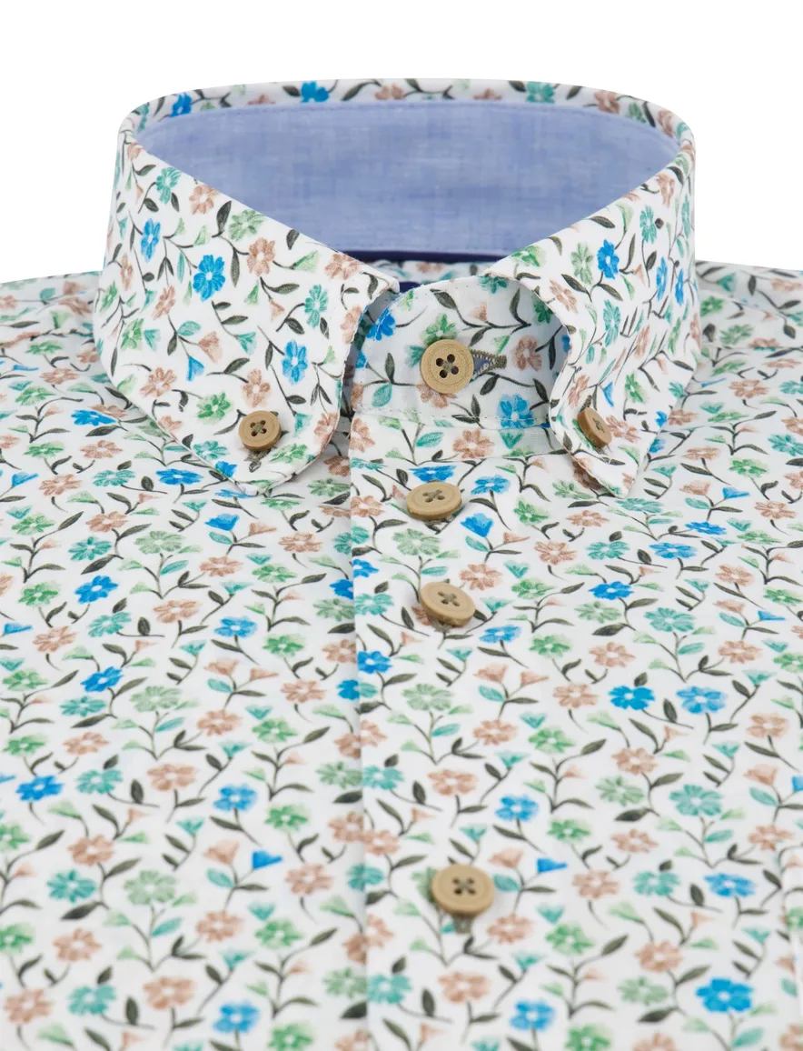 Eden Valley Regular Fit overhemd korte mouw bloemenprint
