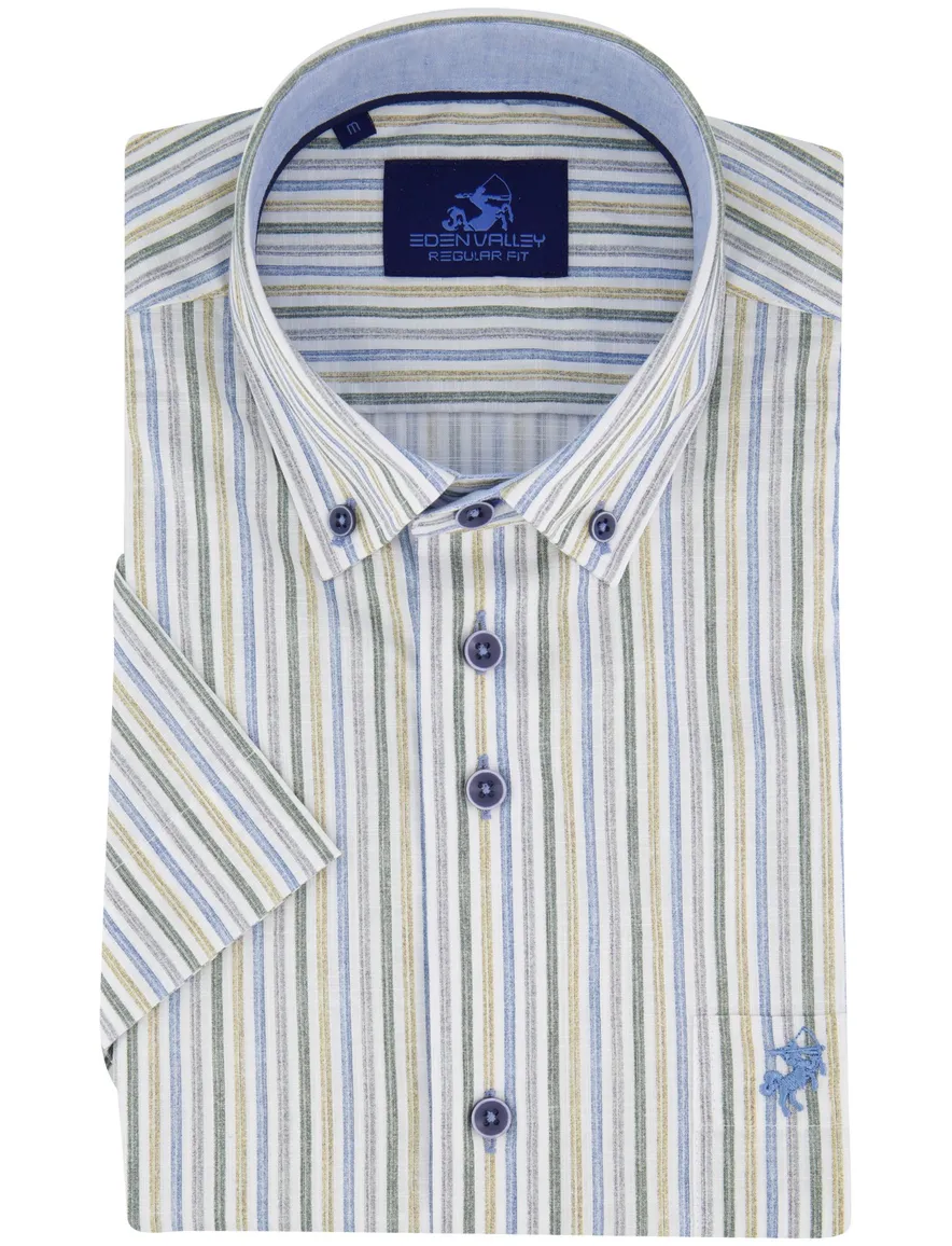 casual overhemd korte mouw blauw Eden Valley Regular Fit