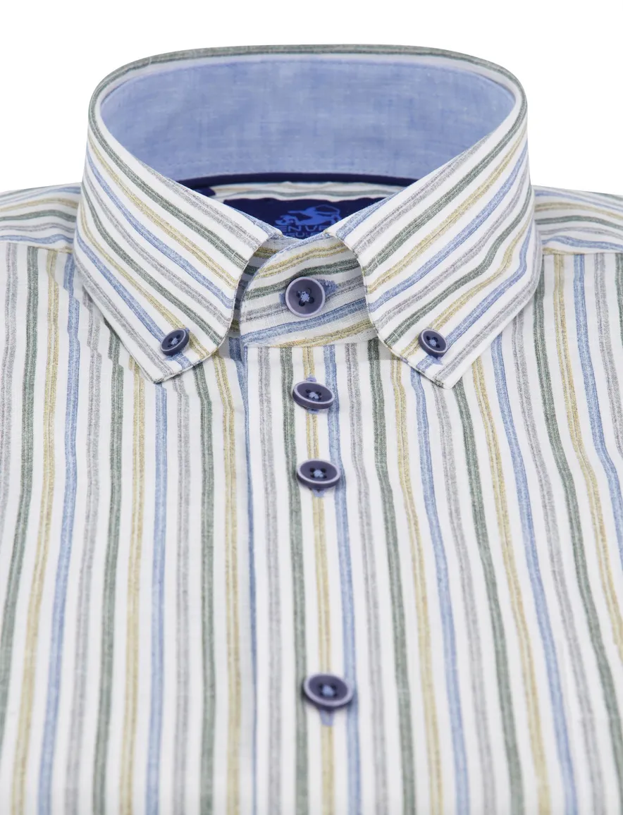 Eden Valley overhemd blauw/groen gestreept