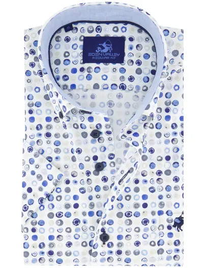 Eden Valley Eden Valley overhemd korte mouw Regular Fit blauw geprint