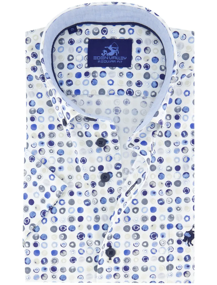 Eden Valley overhemd korte mouw Regular Fit blauw geprint