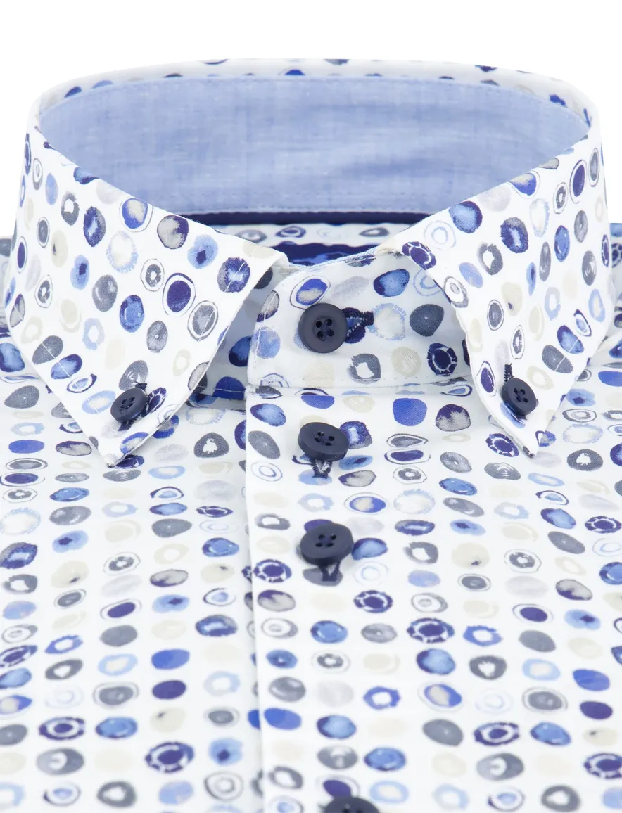 Eden Valley overhemd korte mouw Regular Fit blauw geprint