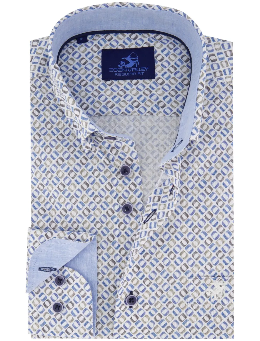 Eden Valley overhemd wit regular fit geprint