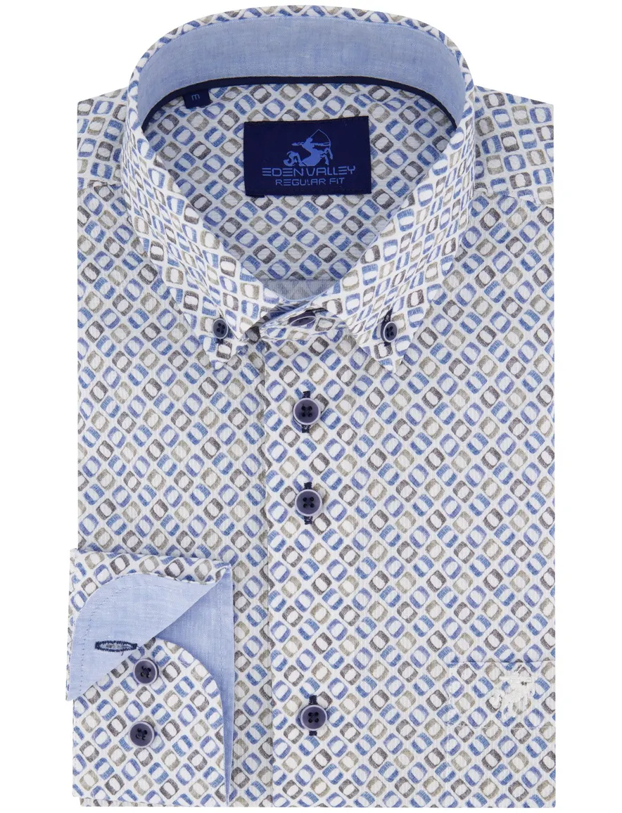 Eden Valley overhemd wit regular fit geprint