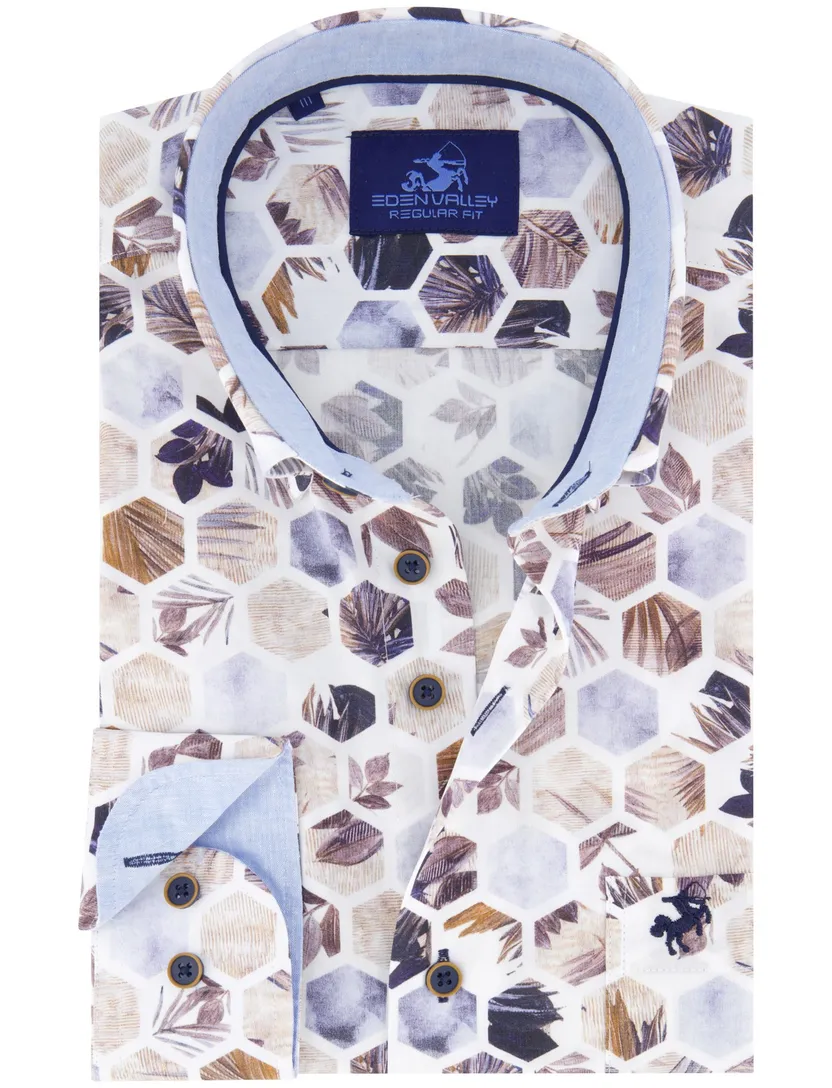 Eden Valley overhemd blauw regular fit met borstzak