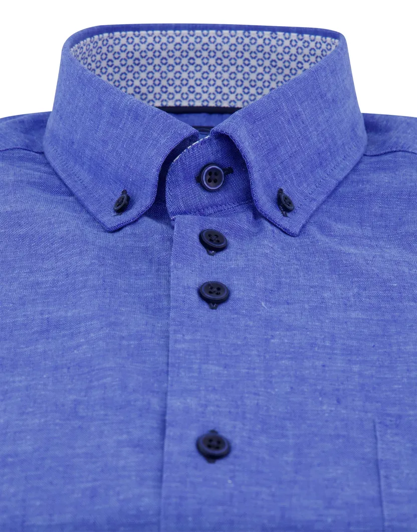 Eden Valley overhemd blauw gemêleerd met borstzak