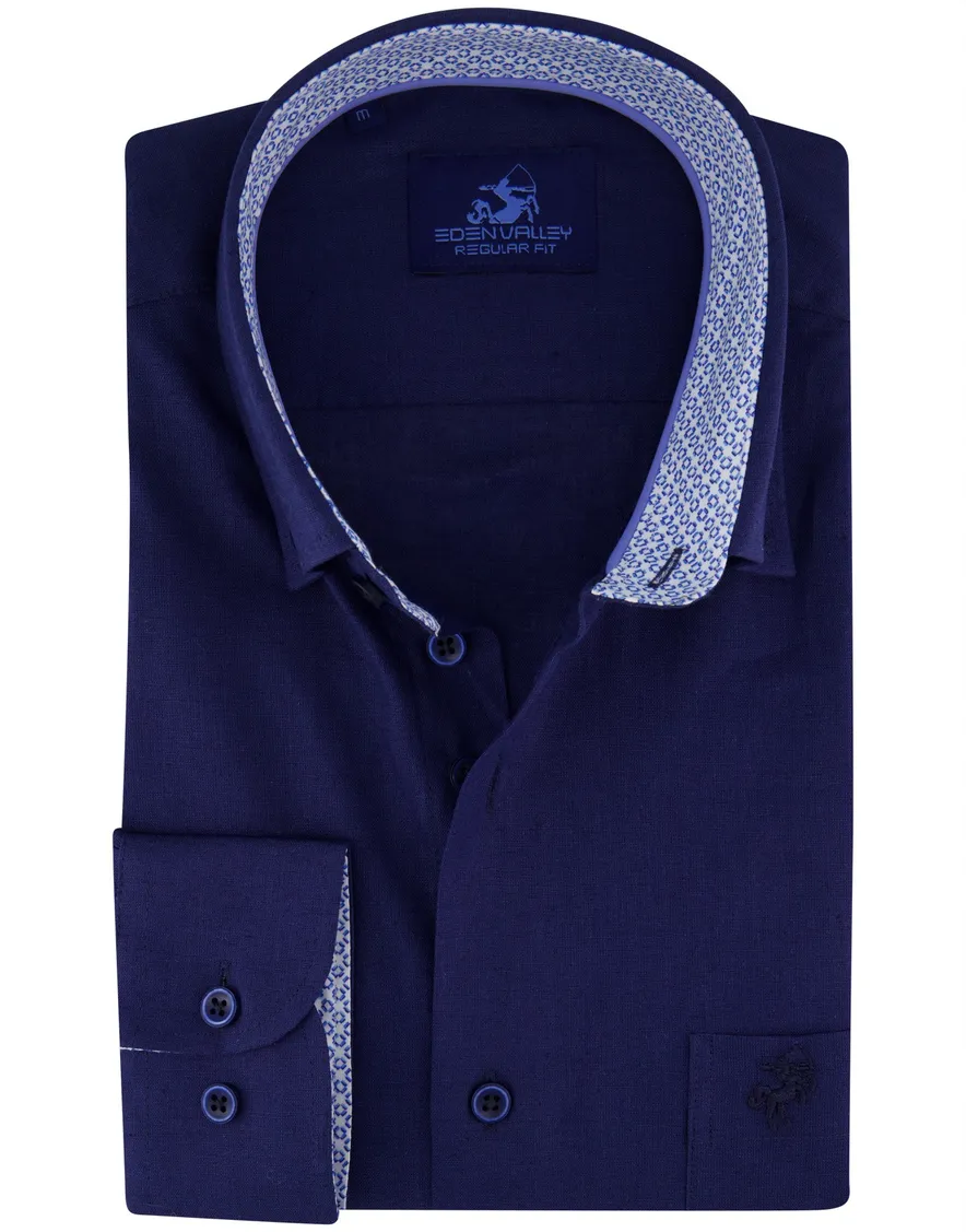 Eden Valley overhemd donkerblauw borstzak