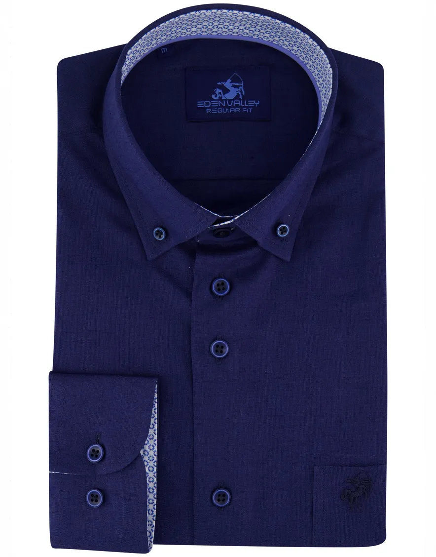 Eden Valley overhemd donkerblauw borstzak