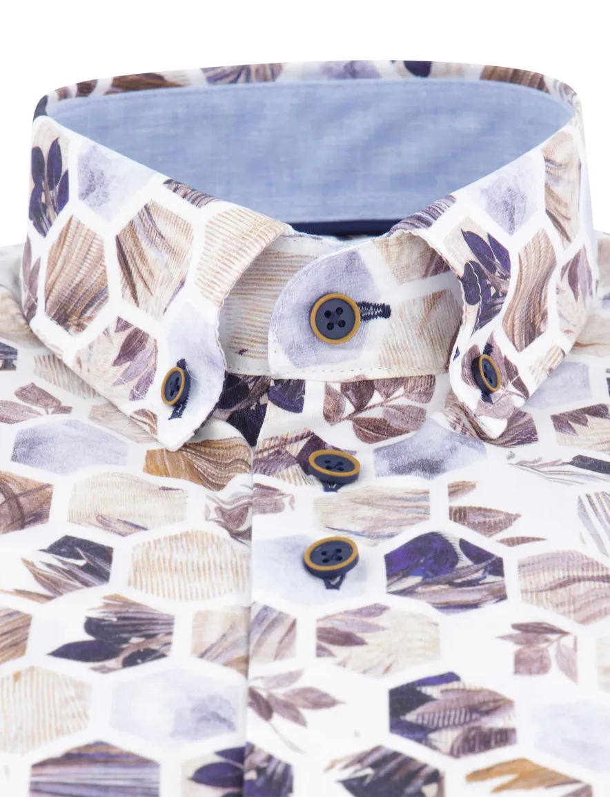 Eden Valley overhemd beige extra lang hexagon
