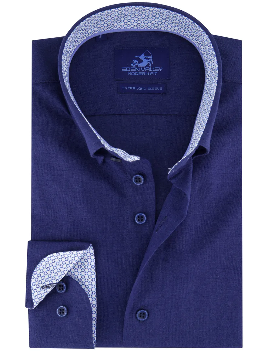Eden Valley Modern Fit overhemd donkerblauw mouwlengte 7