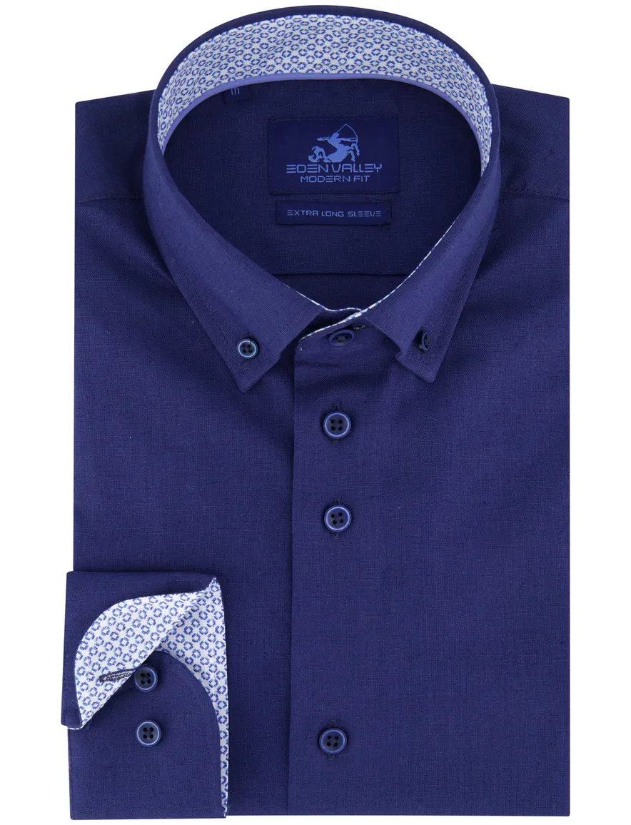 Eden Valley Modern Fit overhemd donkerblauw mouwlengte 7