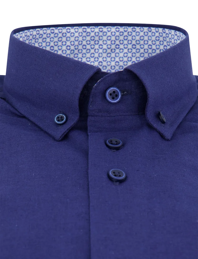 Eden Valley Modern Fit overhemd donkerblauw extra lang