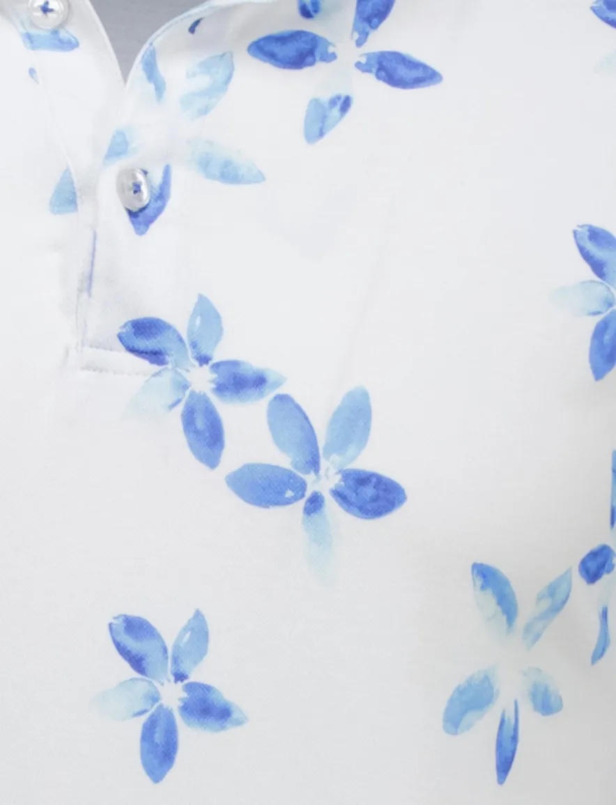 Eden Valley polo extra lang modern fit wit blauw