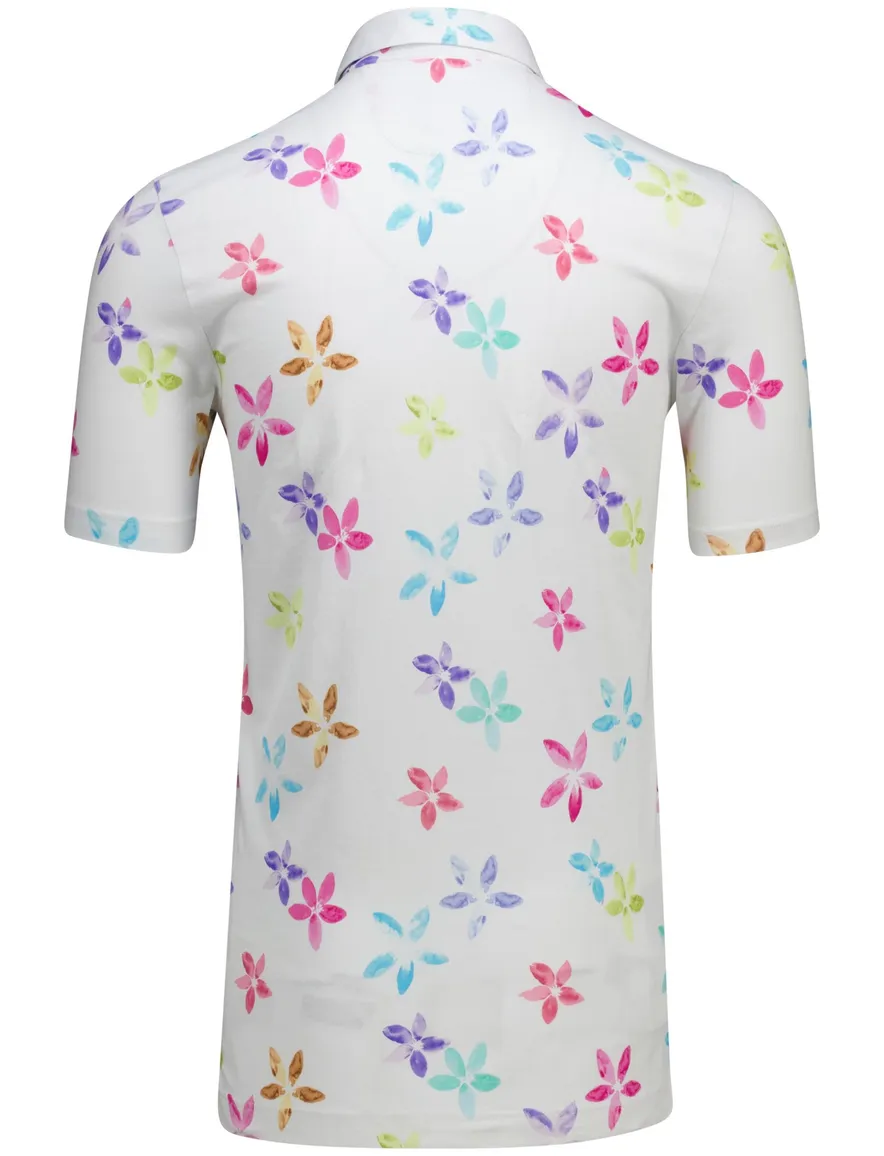Eden Valley polo extra lang normale fit wit geprint katoen