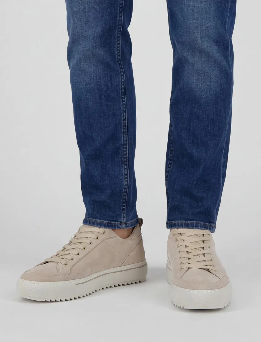 Rehab lage sneakers beige effen leer