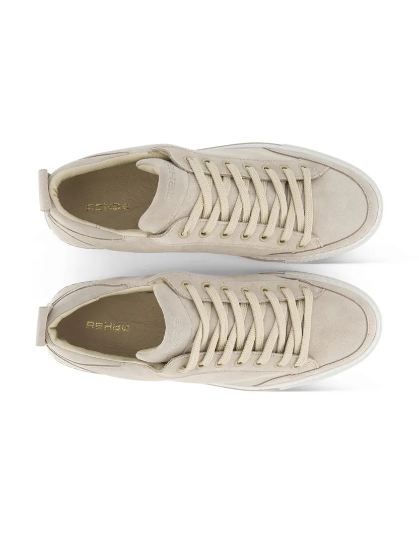 Rehab lage sneakers beige effen leer