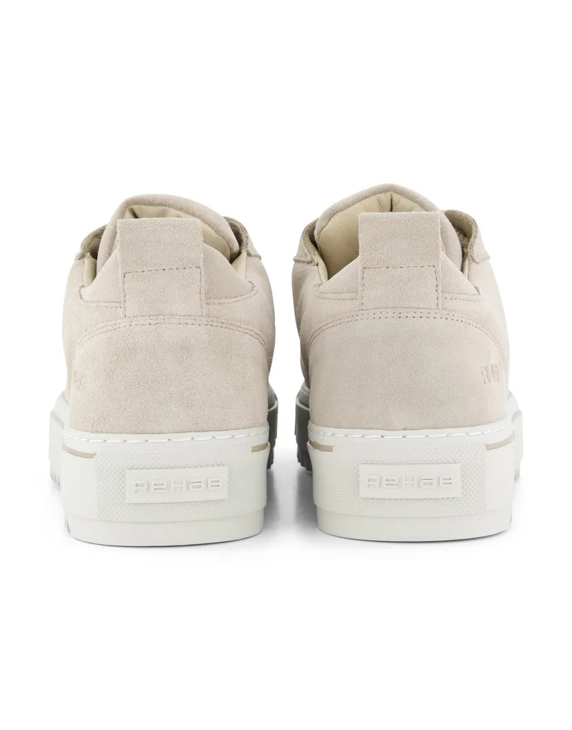 Rehab lage sneakers beige effen leer