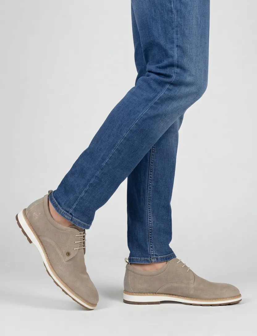 Rehab sneakers leer effen beige