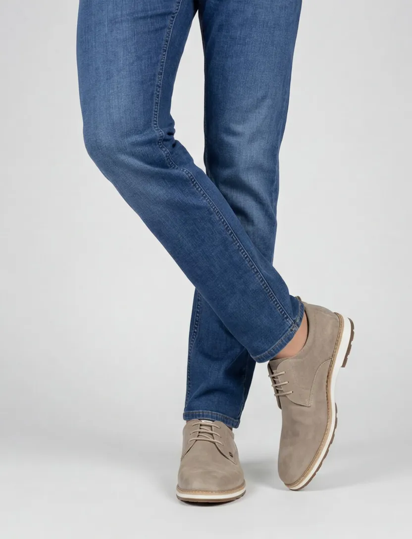 Rehab sneakers leer effen beige