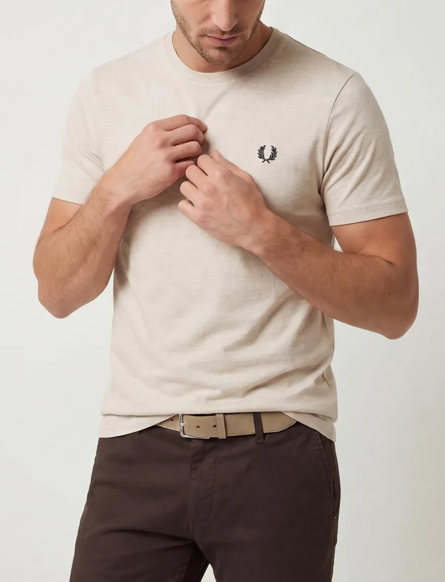 Fred Perry T-shirt beige effen katoen