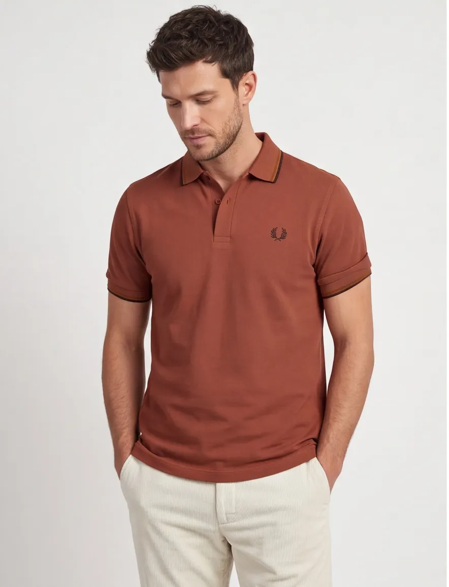 Fred Perry polo bruin katoen normale fit effen pique