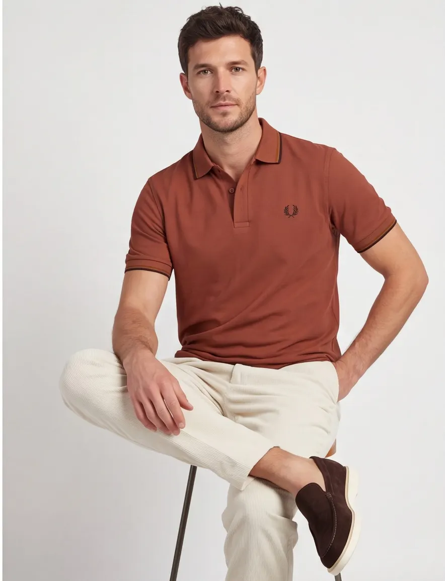 Fred Perry polo bruin katoen normale fit effen pique
