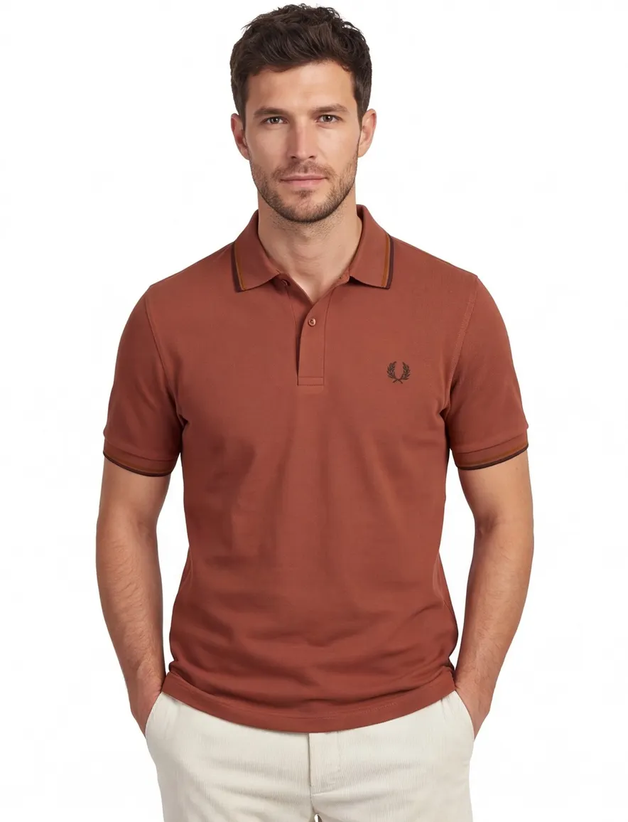 Fred Perry polo bruin katoen normale fit effen pique