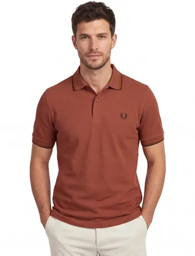 Fred Perry katoenen Fred Perry polo bruin normale fit effen