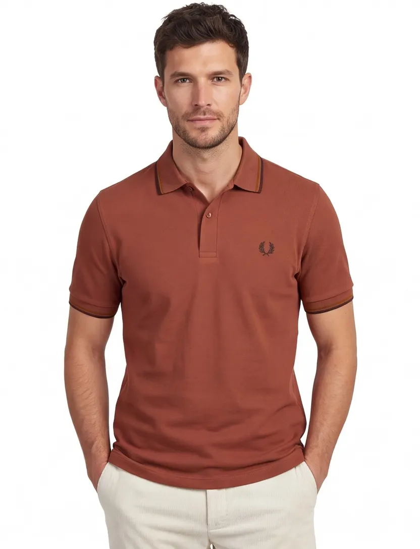 katoenen Fred Perry polo bruin normale fit effen