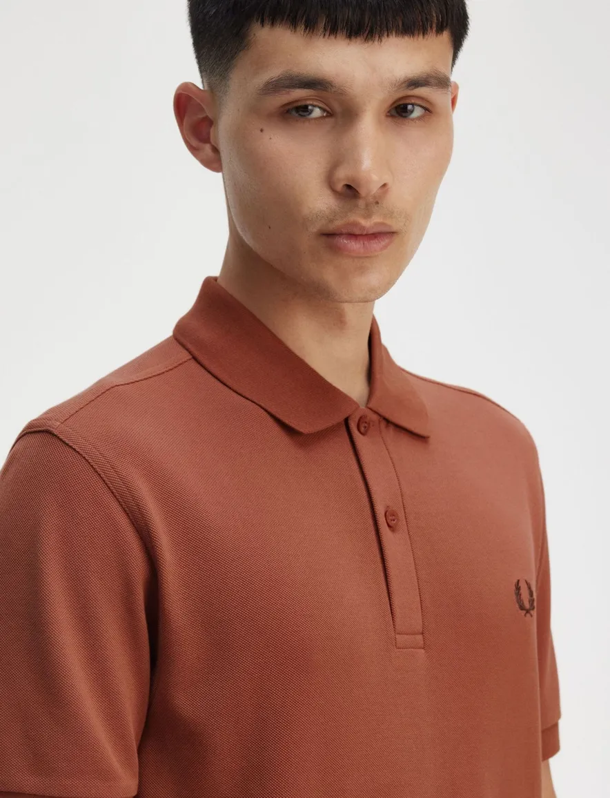 Fred Perry polo bruin effen