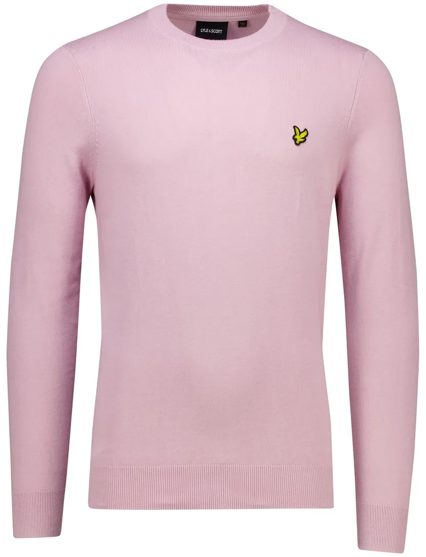 Lyle & Scott trui roze gele vogel effen