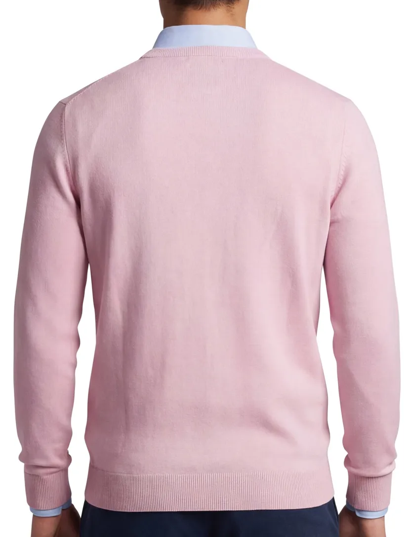 Lyle & Scott trui roze gele vogel effen
