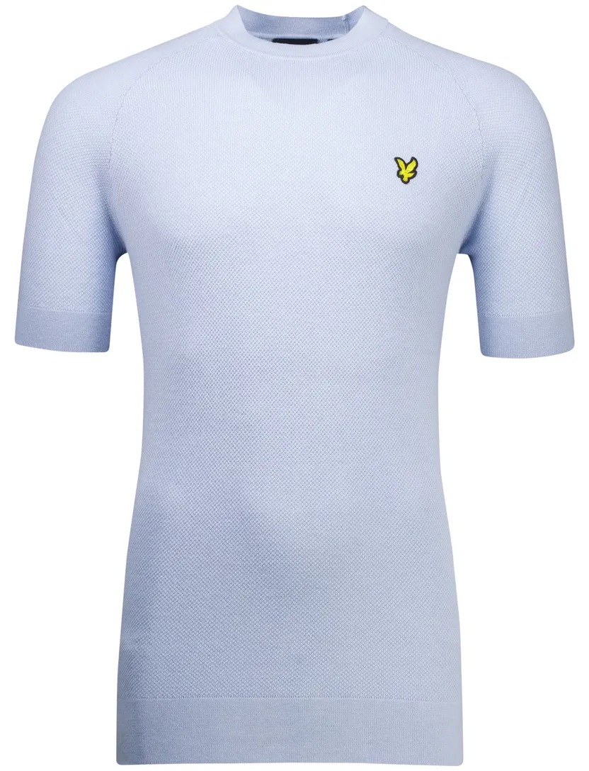 katoenen Lyle & Scott T-shirt lichtblauw knitted